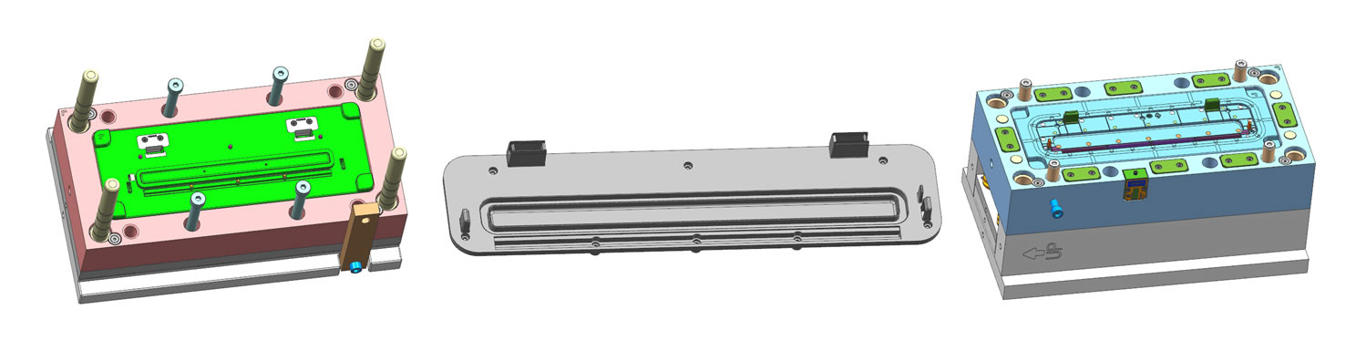 GP Mold: Injection molds for vacuum packaging machine parts, including top and bottom covers, buttons, and separator plates.  A precision mold manufacturer in China